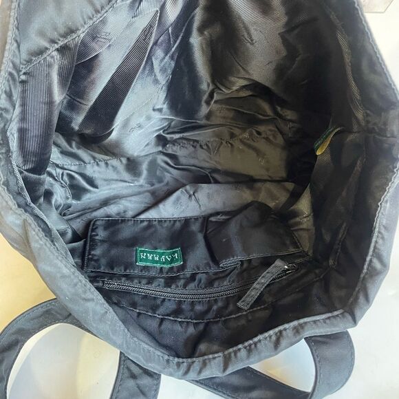 Lauren Ralph Lauren Black Nylon Tote Bag with Monogram - Picture 8 of 8